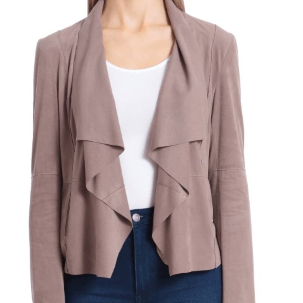 Bagatelle Faux Suede Drape-Front Jacket